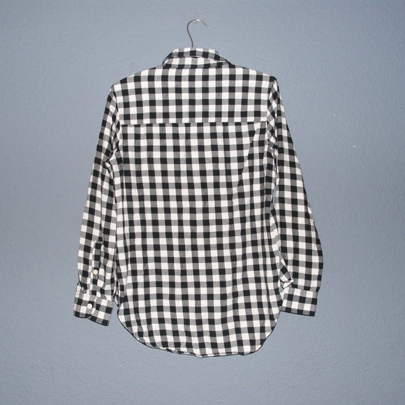 PER SE Black+White Buffalo Plaid Boyfriend Flannel - Picture 5 of 8